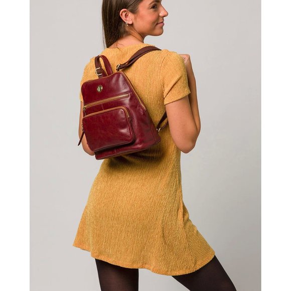 Pure Luxuries London Verbena Leather Backpack Bloomsbury Collection 11x11x5 inch